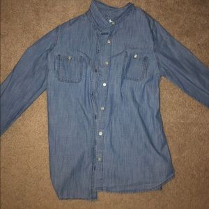 blue button down shirt